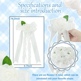 6Pcs Just Married Car Decorations, White Artificial Decorative Flower For Wedding Car Door Handles And Rearview Mirrors