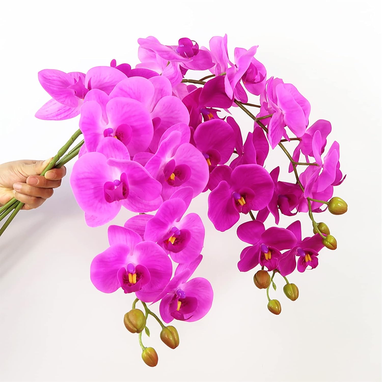 9 Heads Artificial Phalaenopsis Flowers 4 Pcs Artificial Orchid Flowers 42 Inch Stem Plants For Home Décor (Purple)
