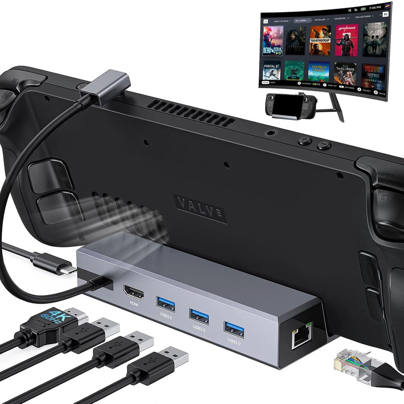 Docking Station For Steam Deck, 6-In-1 Steam Deck Dock With Hdmi 2.0 Supports