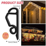 Christmas Light Clips Outdoor Gutter Hooks, 120 Pcs Gutter Clips For Hanging Outdoor Lights, Holiday Gutter Hanger Hook Plastic Weatherproof For Halloween Christmas Decor String Light