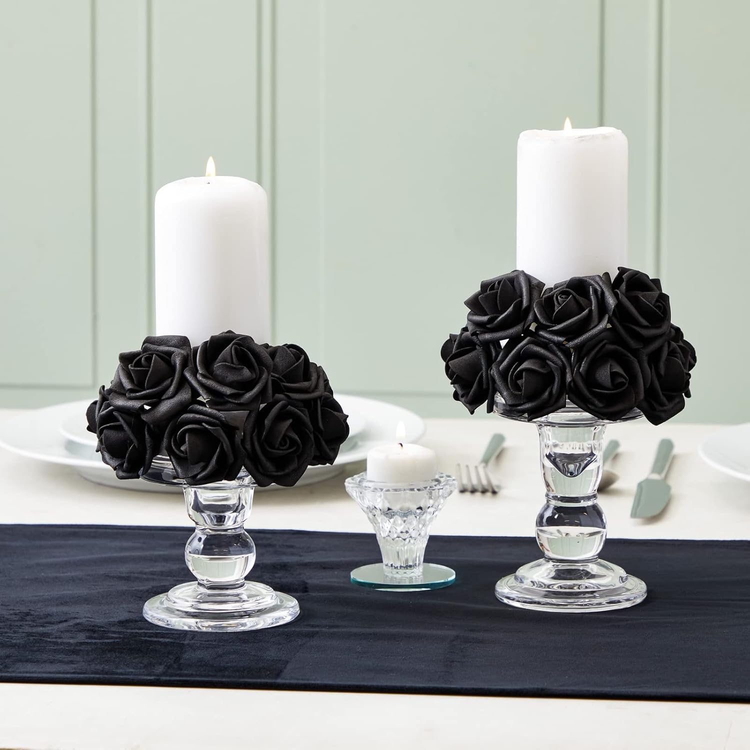 100-Pack Black Artificial Flowers, Fake Foam Flowers For Halloween Decorations, Diy Crafts, Bouquets, And Black-Themed Parties (3 Inches)