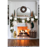 4Pcs White Faux Fur Poinsettia Artificial Flowers - 21.2" Long Stem Plush Poinsettias Christmas Tree Flowers With Glittering Sequins For Xmas Topper Wreath Garland Home Holiday Ornament Decor