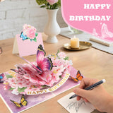 Pop-Up Butterfly Bouquet Birthday Card, 3D Pop-Up Birthday Cards For Mom, Wife, Girlfriend, Grandma, Sisters, And Daughter-In-Law