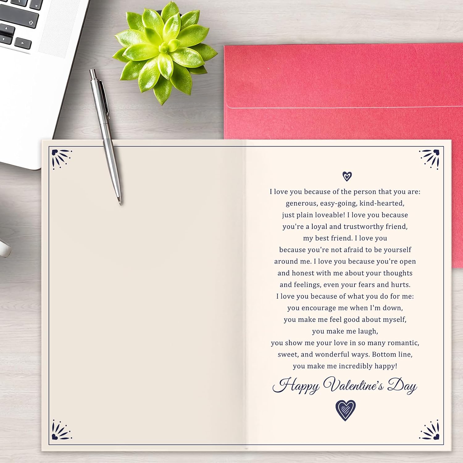Sweet Valentine'S Day Card For Husband, Romantic Valentines Gift From Wife, Heartfelt Love Poem Greeting Card, To My Husband On Valentine'S Day