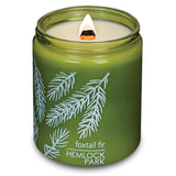 Green Glass Wood Wick Candle Handcrafted With Natural Coconut Wax (Standard 8 Oz, Foxtail Fir)