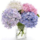 Hydrangea Artificial Flowers With Vase, Real Touch Silk Artificial Hydrangeas Faux Hydrangea Flowers Bathroom Office Coffee Table Centerpieces, Fake Hydrangea Flowers Floral Arrangements In Glass Vase
