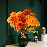 4 Pack Artificial Marigold Flowers Bouquet, 12 Inch 20Pcs Fake Silk Marigold Flower Heads, Autumn Fall Mums Decor For Indoor Outdoor The Dead Day Halloween Dia De Los Muertos Diwali