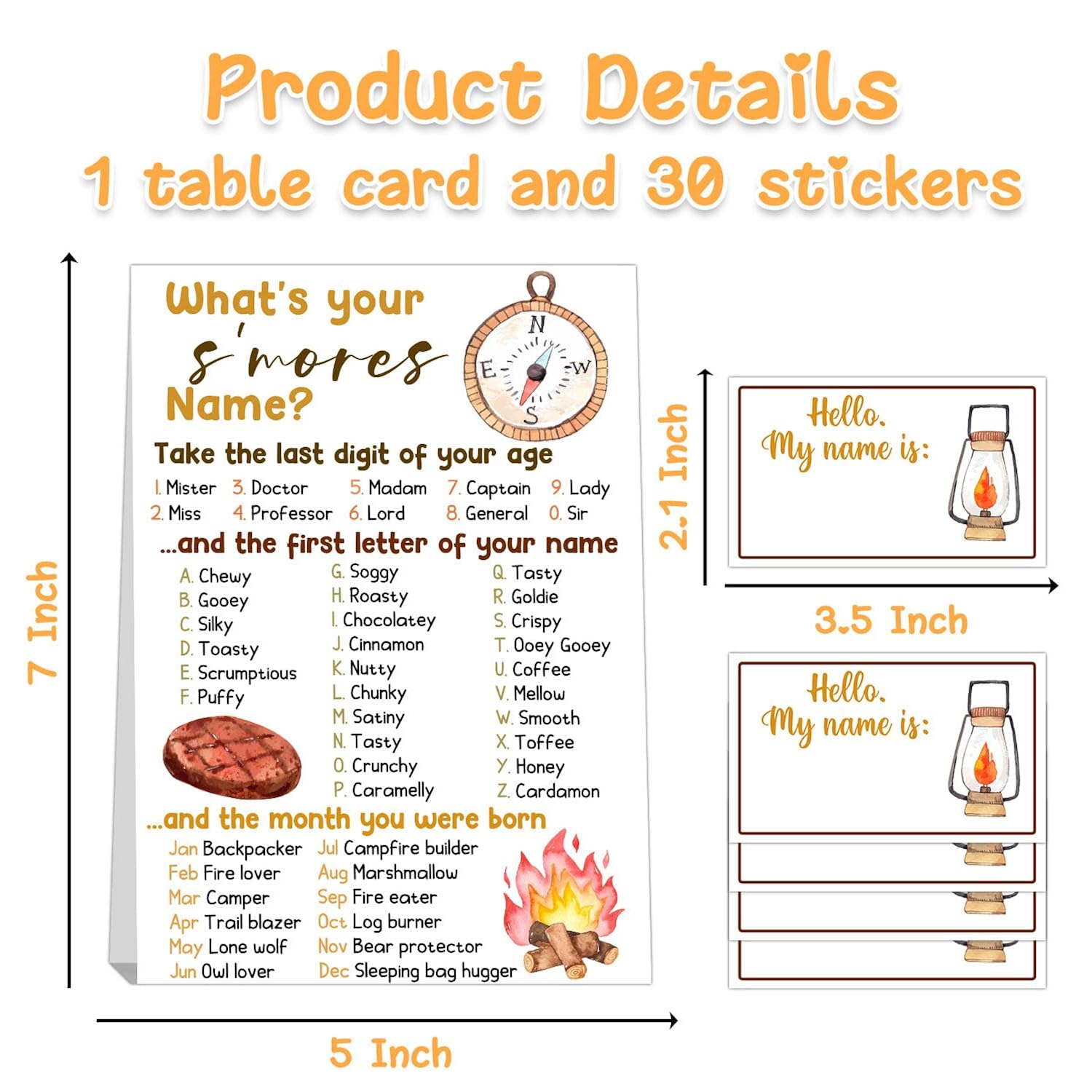 Camp Birthday Party Decoration,Fun Camp Activities For Kids,S'Mores Party Game,Birthday Games For Kids Party,Camping Birthday Party Activity,Camp Themed Party Decoration,What'S Your S'Mores Name Game