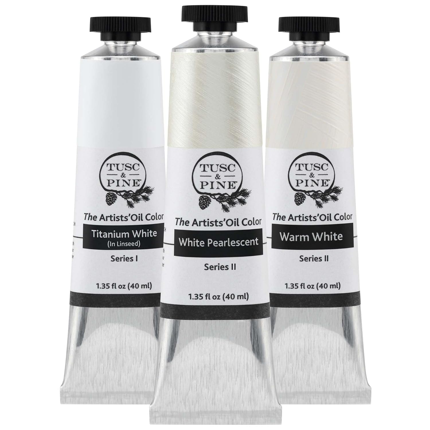 Artist Oil Paint - Whites, Set Of 3 40 Ml, Non-Yellowing, Rich & Creamy Consistency, Maximum Pigment Load, Small Batch Milled Oil Paints Made In The Usa For Professional Artists