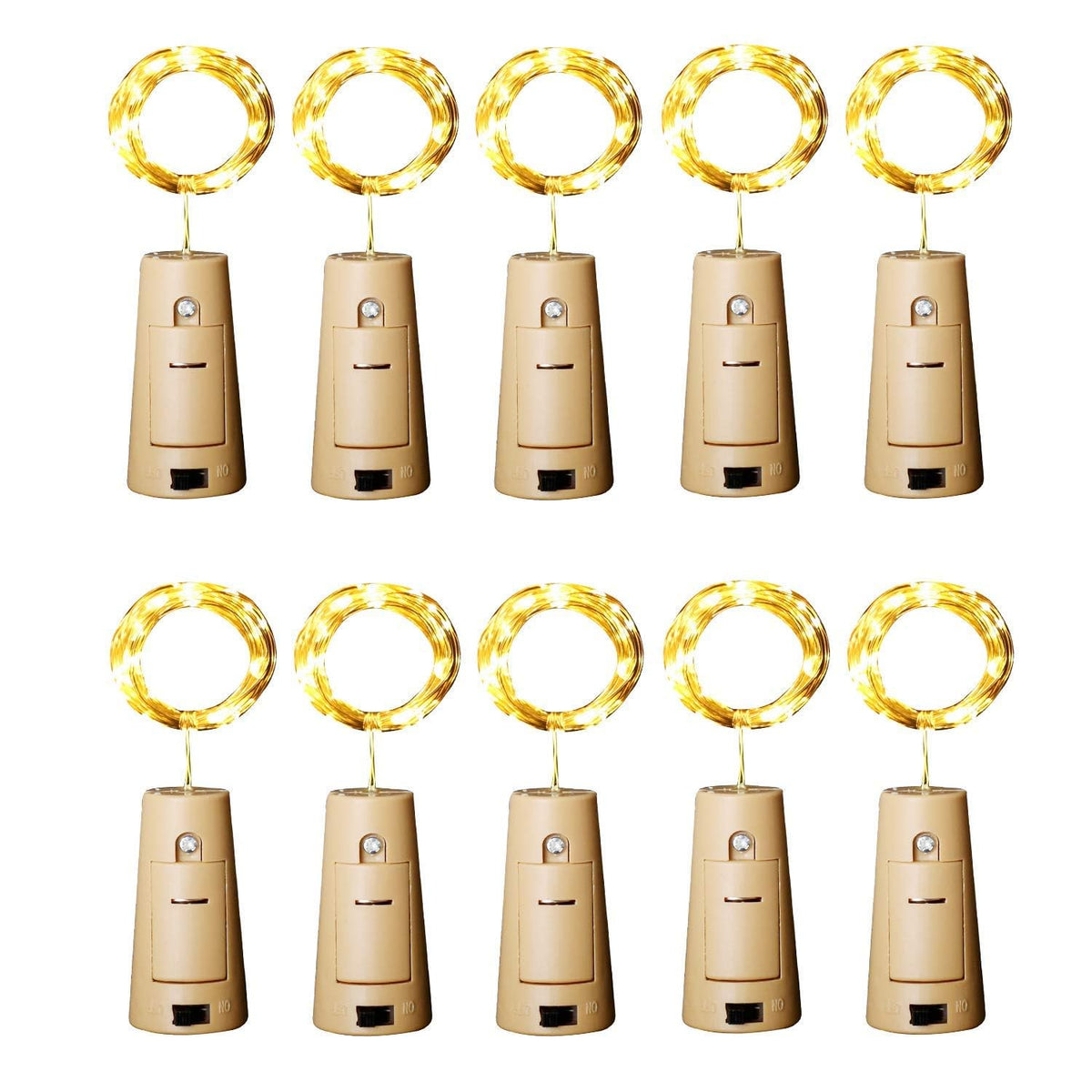 Wine Bottle Lights With Cork, 12 Led 10 Pack Fairy / String Lights Waterproof Battery Operated For Jar Party Wedding Chr