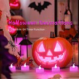 Flameless Candles With 6H Timer, Steady Pink Led Tea Lights, Romantic Long Lasting Battery Operated Fake Candles For Party, Halloween And Christmas, Set Of 24 (Pink)