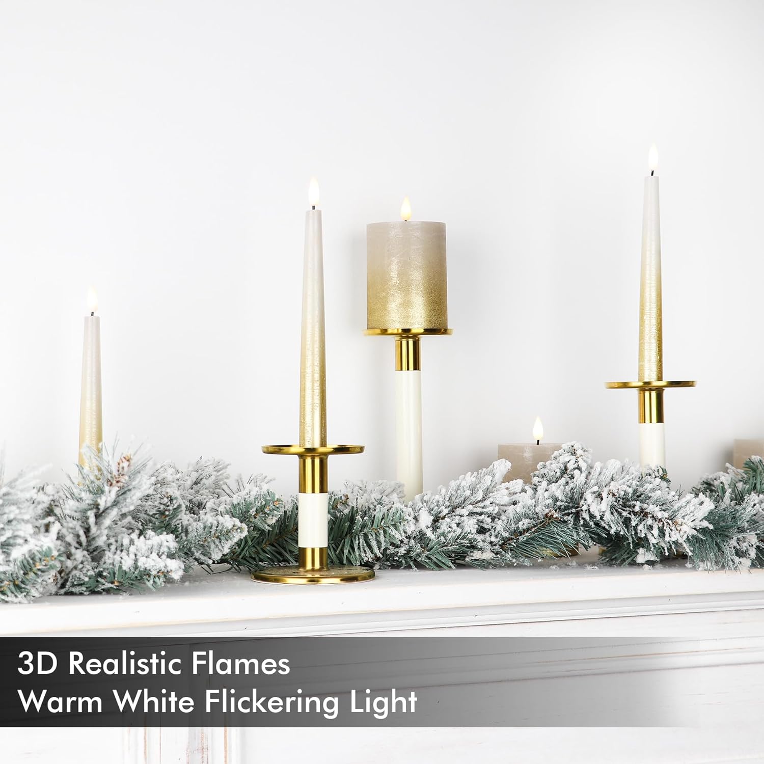 Flameless Led Pillar Candles With Timer For Wreath, Battery Operated Rustic Wax Candles With Remote For Christmas, 8 Batteries Included - Set Of 4 (D 3" X H 4") - Sand Grey/Gold