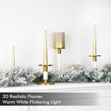 Flameless Led Pillar Candles With Timer For Wreath, Battery Operated Rustic Wax Candles With Remote For Christmas, 8 Batteries Included - Set Of 4 (D 3" X H 4") - Sand Grey/Gold