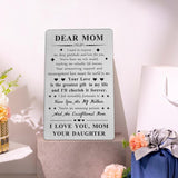 Mom Gifts From Daughter - Engraved Metal Mom Wallet Card - Moms Birthday Mother'S Day Card Gift From Daughter