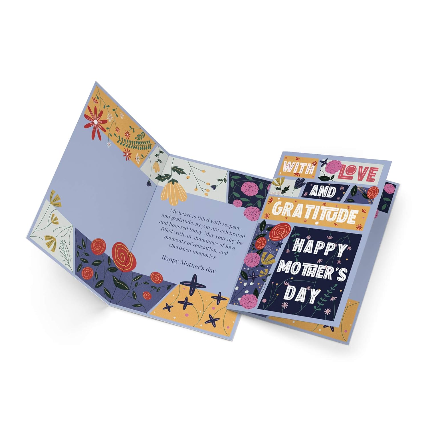 Mother'S Day Card Love And Gratitude, Made In America, Eco-Friendly, Thick Card Stock With Premium Envelope 5In X 7.75In, Packaged In Protective Mailer