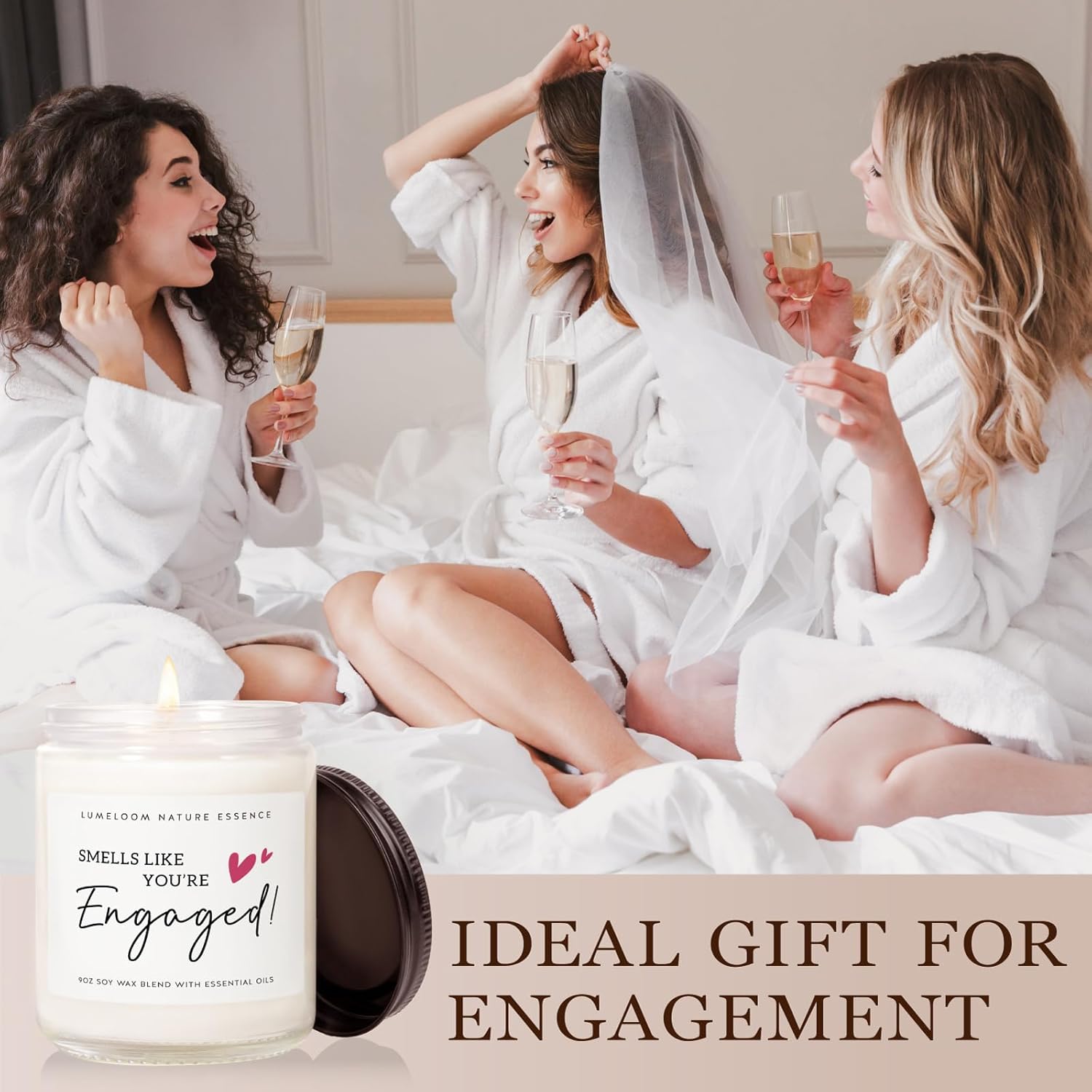 Engagement Gifts For Couples, 9Oz Lavender Scented Soy Wax Candle, Bride To Be, Engagement Gifts For Women, Engaged Candle, Bachelorette, Bridal Shower, Fiance Present