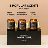 Masculine Scented Candle Gift Set - 3 Scented Candles - 57 Hour Burn - Luxury Non Toxic Soy Wax Candles - Long Lasting Amber Glass Jar Candle For Home - 7.2Oz