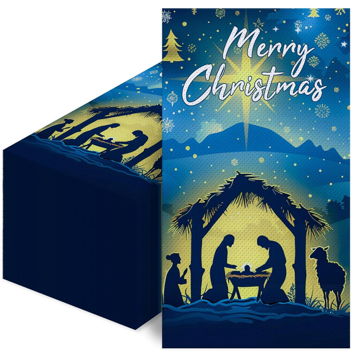 100 Pcs Christmas Nativity Paper Napkins,Disposable Jesus Holy Night Christmas Paper,Xmas Nativity Decorative Religious Hand Towels For Winter Holiday Christmas Dinner Party Supplies