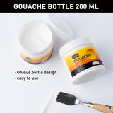 Gouache Refill Paints,White Color(200 Ml Bottles), Non Toxic Paint For Canvas And Paper, Art Supplies For Professionals, Students(White)