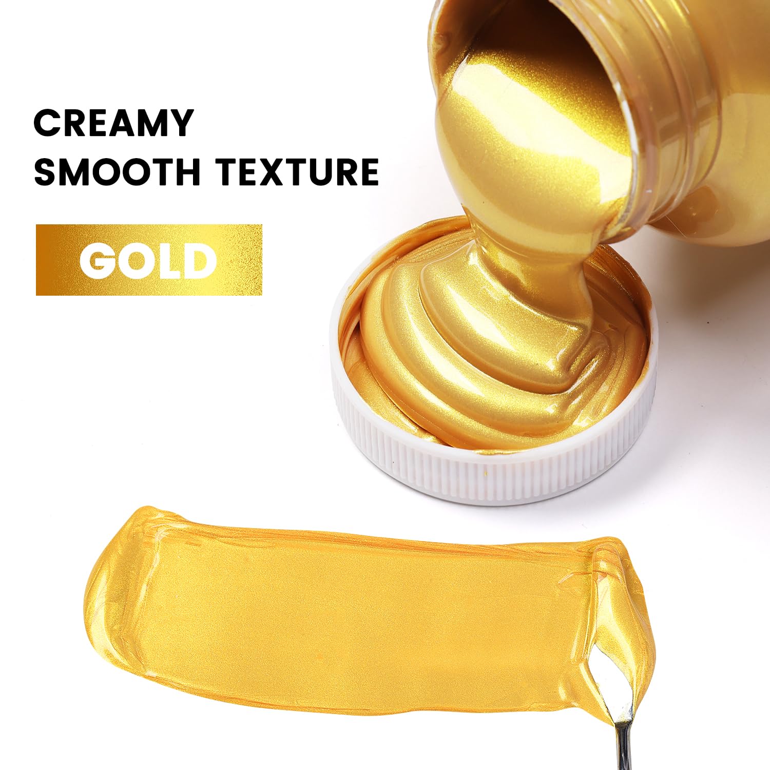 Acrylic Paint Metallic Gold, 16.9 Fl Oz/500Ml Large Bottle Gold Leaf Paint For Art Painting, Hand-Crafts, Non-Toxic, Non-Fading Gold Paints Ideal For Canvas, Wood, Furniture, Fabric, Ceramic, Stone Craft Supplies