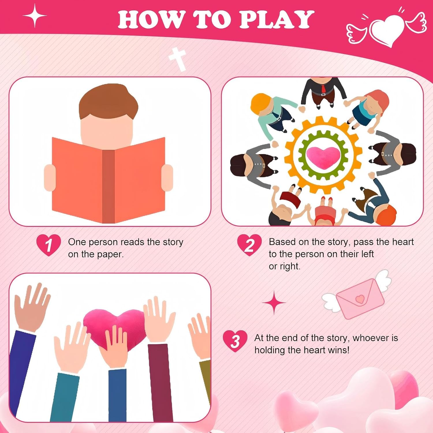 2 Pcs Christian Valentines Games Pass The Heart Christian Party Game With Hanging Scroll Plush Heart Party Valentines Day Games Fun Bible Love Story For Family Church Sunday School Gifts