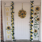 4 Pack Artificial Sunflower Garland Silk Sunflower Hanging Vine Garland With Flowers Green Leaves For Wedding Table Garden Craft Party Decoration