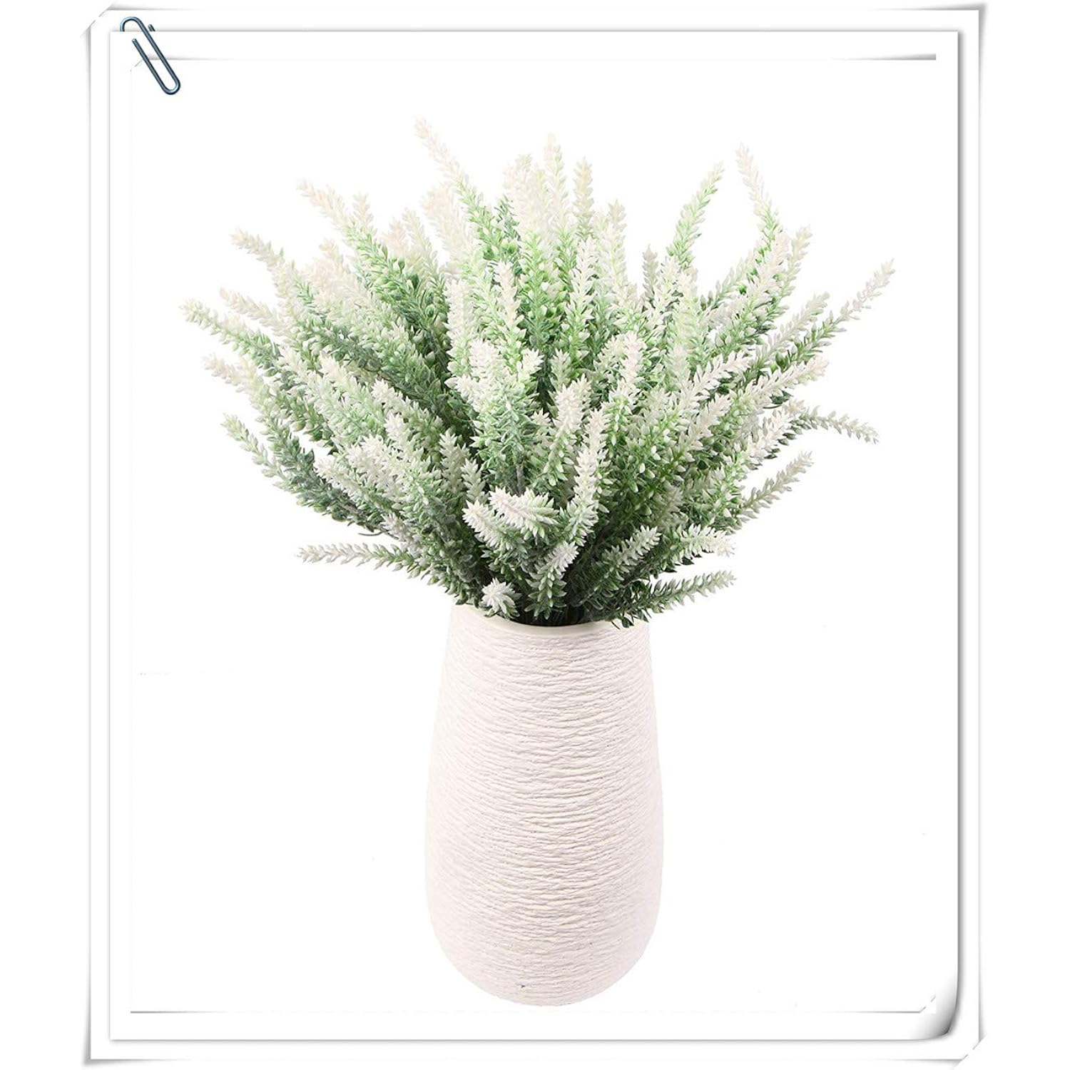 Artificial Flowers Lavender Plastic Plant Fake Wedding Bride Bouquet Indoor Outdoor Home Decor Garden Patio Table Centerpieces Arrangements Decoration White 4 Pcs