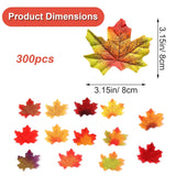 300 Pcs Fake Fall Leaves, 8Cm/3.15Inch Autumn Leaves, Fall Party Decorations Maple Leaf Cutouts Decor Artificial Plastic Craft Autumn Decoration Foliage For Thanksgiving Party Weddings