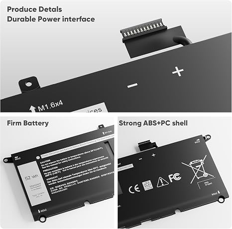 52Wh DXGH8 76V Laptop Battery Replacement for Dell XPS 13 Inspiron Latitude Vostro