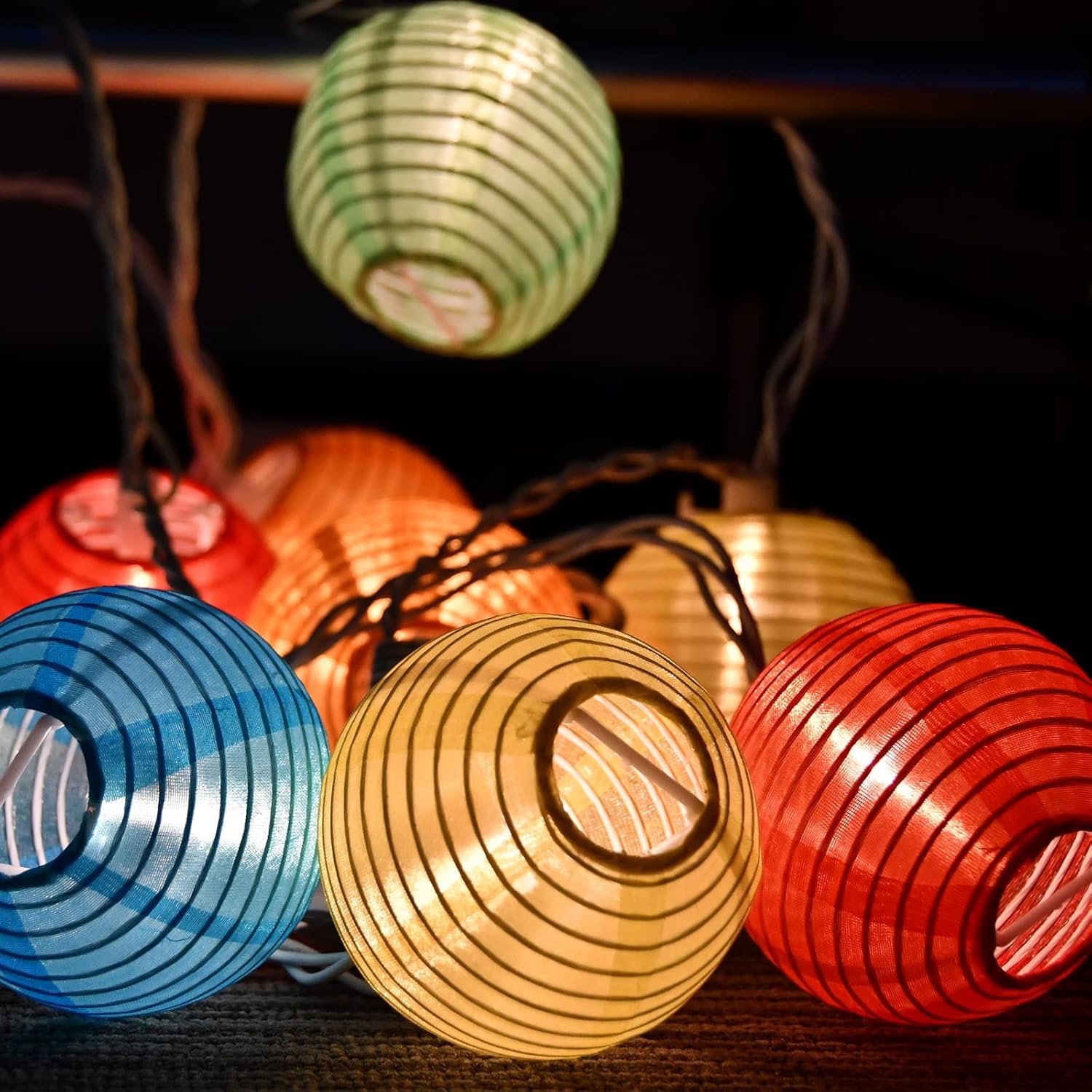 Lantern String Lights, 8.5Ft Indoor Lantern Christmas Lights With 10 Led Colorful Lanterns For Home Patio Party Wedding