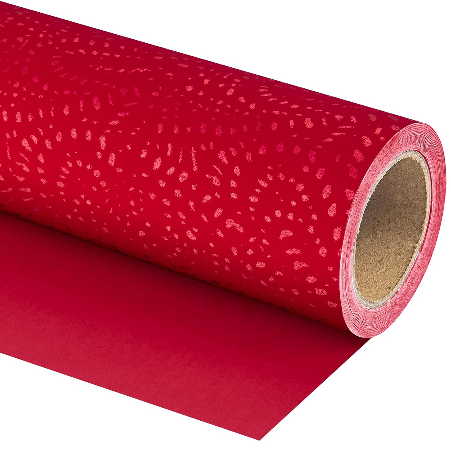 Red Wrapping Paper Roll - Mini Roll - 17 Inch X 16.5 Feet - Red With Silver Design Perfect For Christmas, Birthday, Holiday, Wedding, Baby Shower