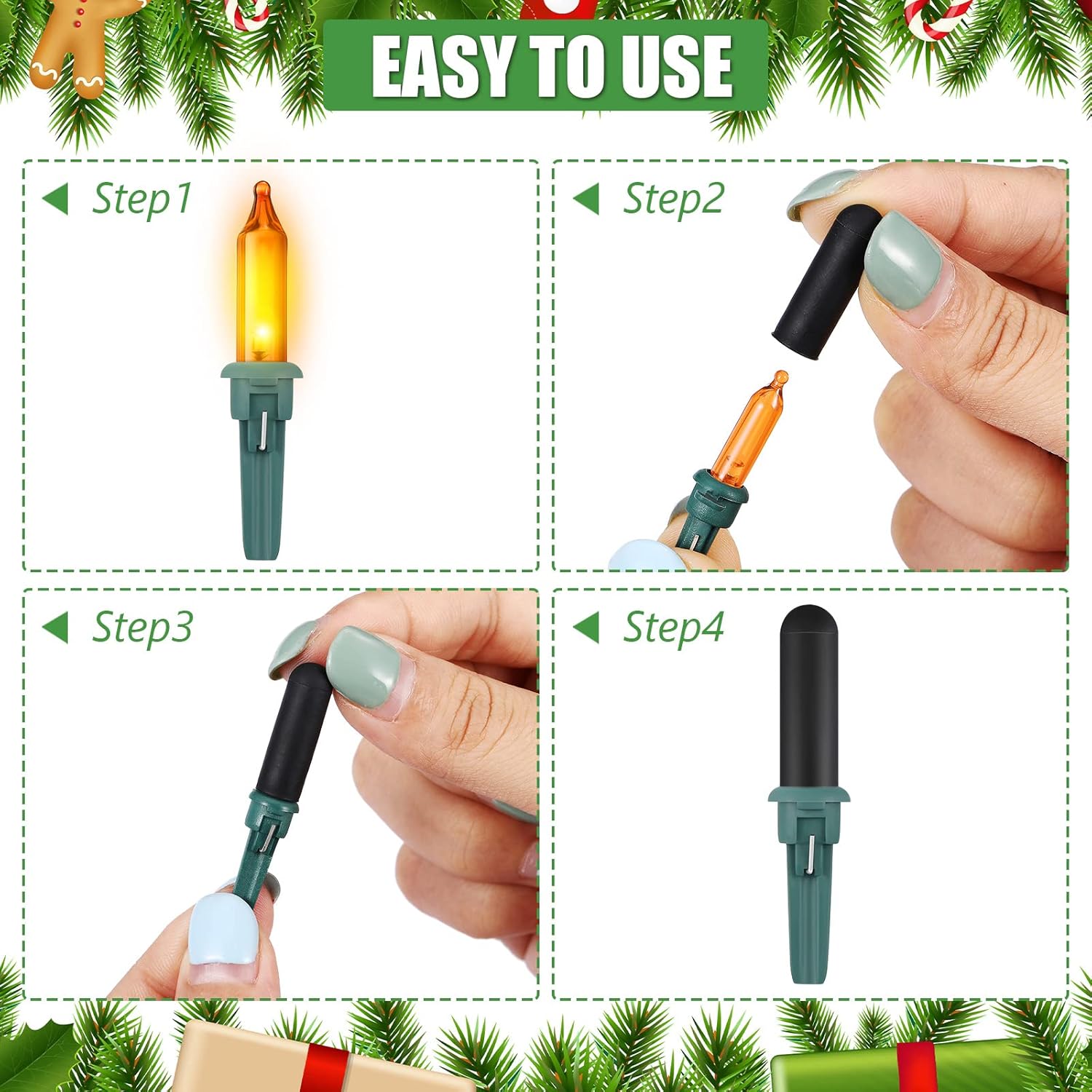 100 Pieces No Glow Caps Christmas Glass Led Glow Plug Cap Light Blackout Caps No Glow Caps Black Out Cover For Christmas
