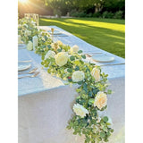 Artificial Eucalyptus Garland (Roses, Peonies, Daisies); Artificial Flower Garland For Weddings, Parties, Backdrops. Artificial Rose Vine For Home Decor, Table Decor, Door & Hanging Decor.