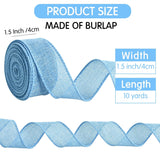 Burlap Light Blue Wired Ribbon, 1 1/2 Inch 10 Yard Jute Ribbon For Decoration Bows Tree Toppers Ribbons Craft Gift Wrapping Wreath Sewing, For Winter Christmas Spring Easter Wreath Decor