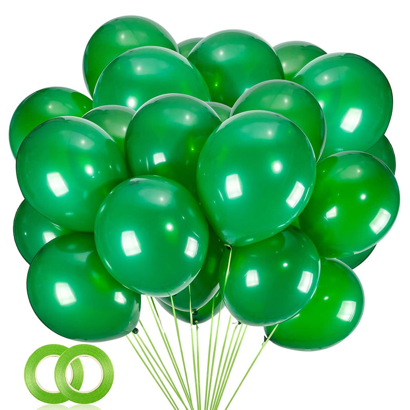 100Pcs Dark Green Balloons, 12 Inch Green Latex Party Balloons Helium