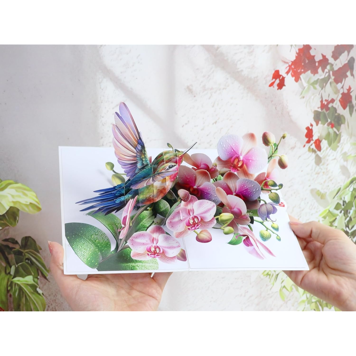 Birthday Cards For Women - Hummingbird Pop Up Card, Handmade Gift For Mom, Wife, Grandma, Daughter, Friend – Greeting Cards For All Occasions (Hummingbird And Orchid)