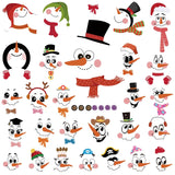 Diy Snowman Face Stickers For Crafts, Christmas Decals For Cups Ornaments Glass Balls Refrigerator Water Bottles
