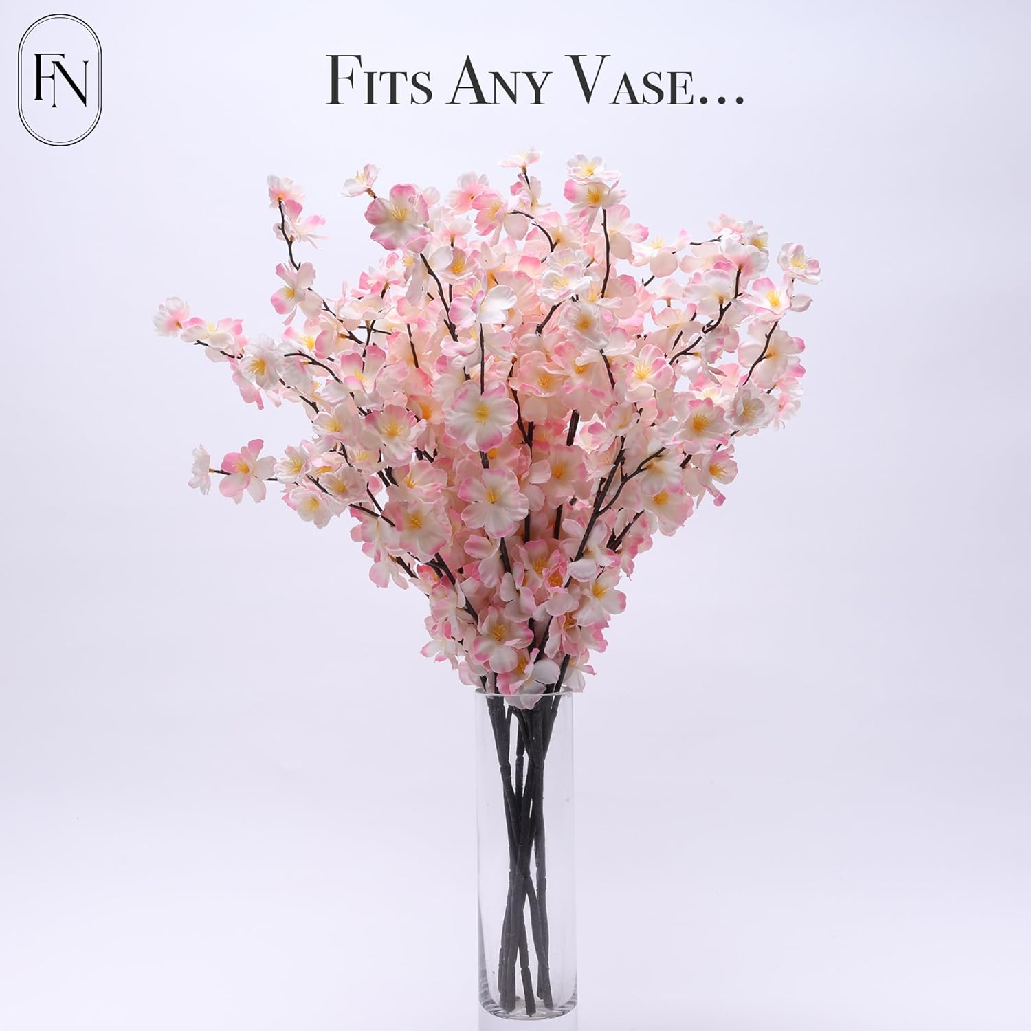 8 Pack Artificial Cherry Blossom Branches - 20 Inch Real Touch Silk Flowers With Bendable Stems For Vase, Wedding, Home Office Decor, Spring Floral, Party & Event Decor (Blush Pink Gradient)