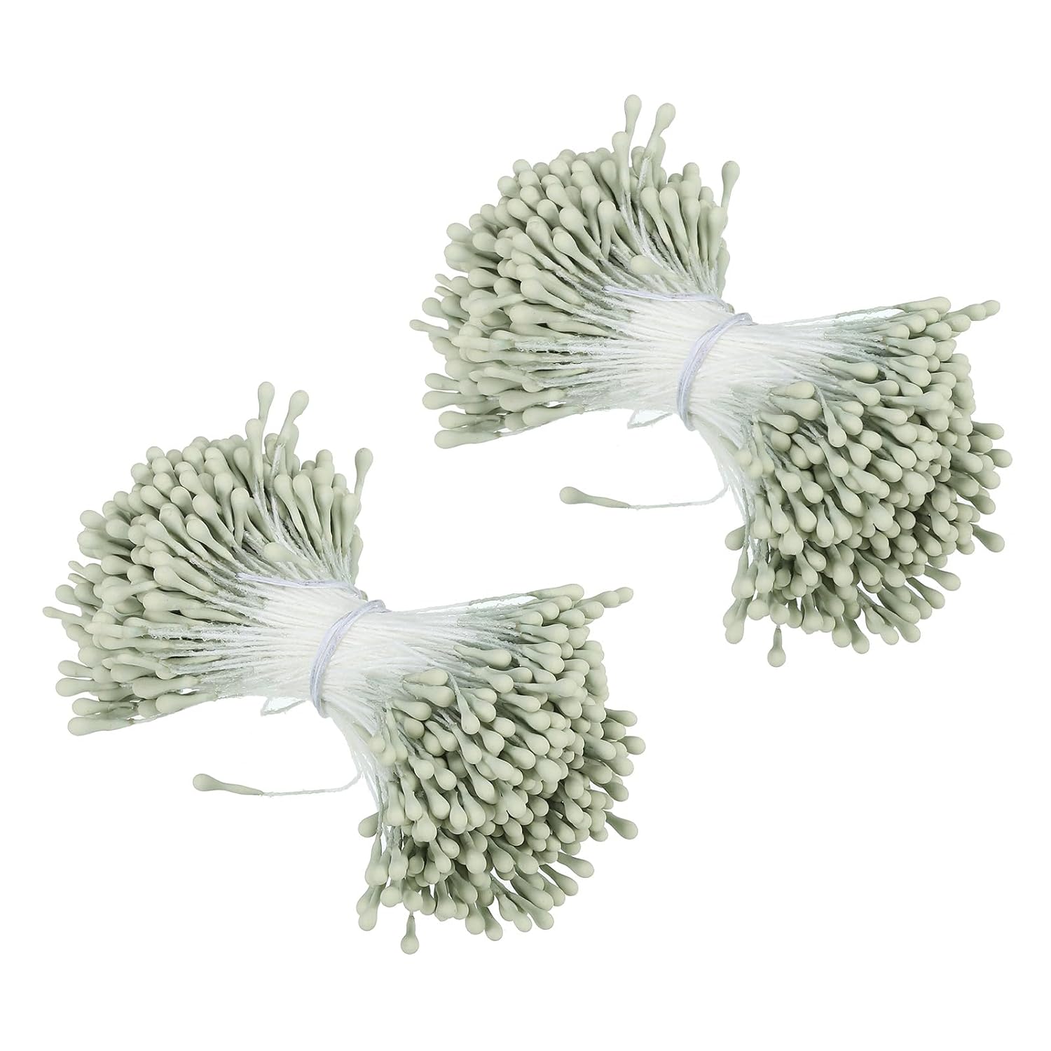 2Mm Double Heads Flower Stamen, 700 Pcs Artificial Flower Stamen Pistil Matt Pearl Floral Stamen For Diy Christmas Card Wedding Decor, Light Green