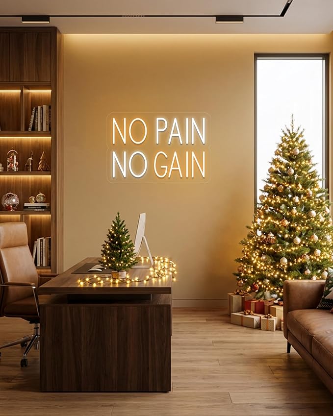 No Pain No Gain LED Neon Sign USB Dimmable Wall Light for Gym Office Man Cave Gamer Room Decor