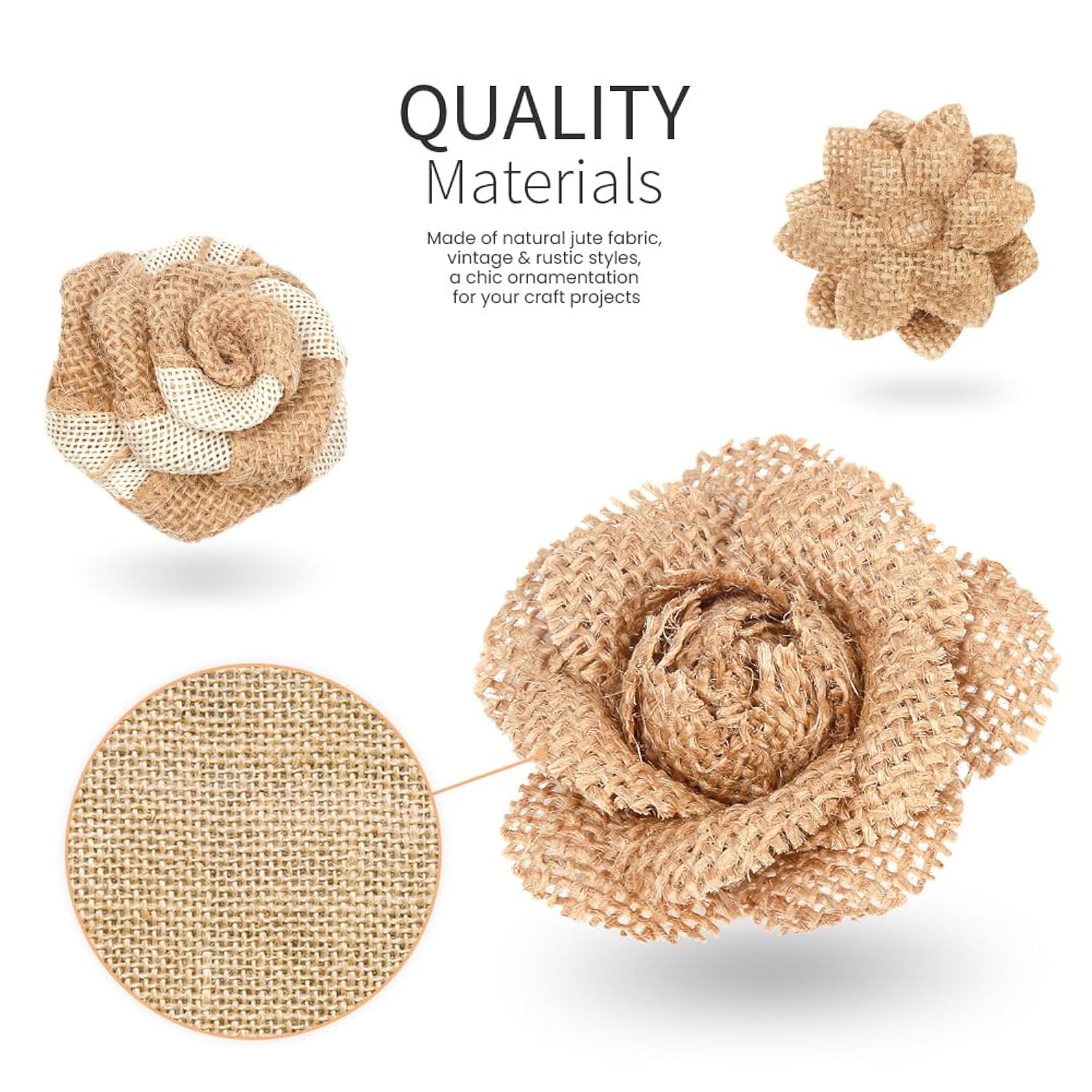 24Pcs Burlap Flowers, Artificial Plants, 8 Styles Natural Handmade Rustic Rose Flower Bowknot With Faux Pearls For Diy Craft Bouquets Home Wedding Party Decoration