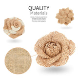 24Pcs Burlap Flowers, Artificial Plants, 8 Styles Natural Handmade Rustic Rose Flower Bowknot With Faux Pearls For Diy Craft Bouquets Home Wedding Party Decoration