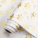 Christmas Wrapping Paper Roll - 3D Embossed Gold Foil Metallic Shine Snowfalkes Gift Wrap For Christmas, Winter Holiday, New Year Celebration - Mini Roll - 17 Inch X 33 Feet