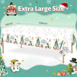 3Pcs Christmas Tablecloth Rectangle Disposable Table Cover 54 X 108In Waterproof Winter Snowman Snowflake Xmas Tablecloth For Christmas Theme Birthday Party, Picnic Christmas Holiday Party Decoration