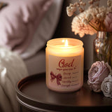Christmas Pink Bow Christian Candle Gifts For Women Coquette Bible Verse Prayer Candle Baptism First Communion Confirmation Gifts Spiritual Lavender Scented For Women Sister Teacher Coworker