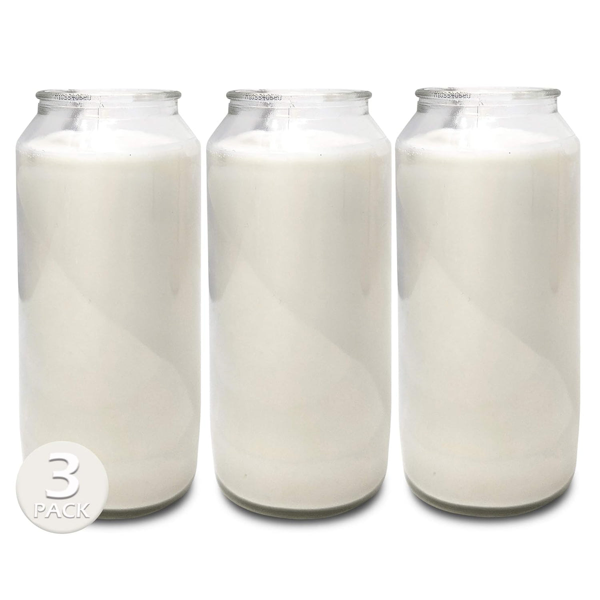 7 Day White Prayer Candle In Glass Jar- 3 Pack - Memory Candle For Religious, Memorial, Vigil And Emergency - 100% Vegetable Oil Wax
