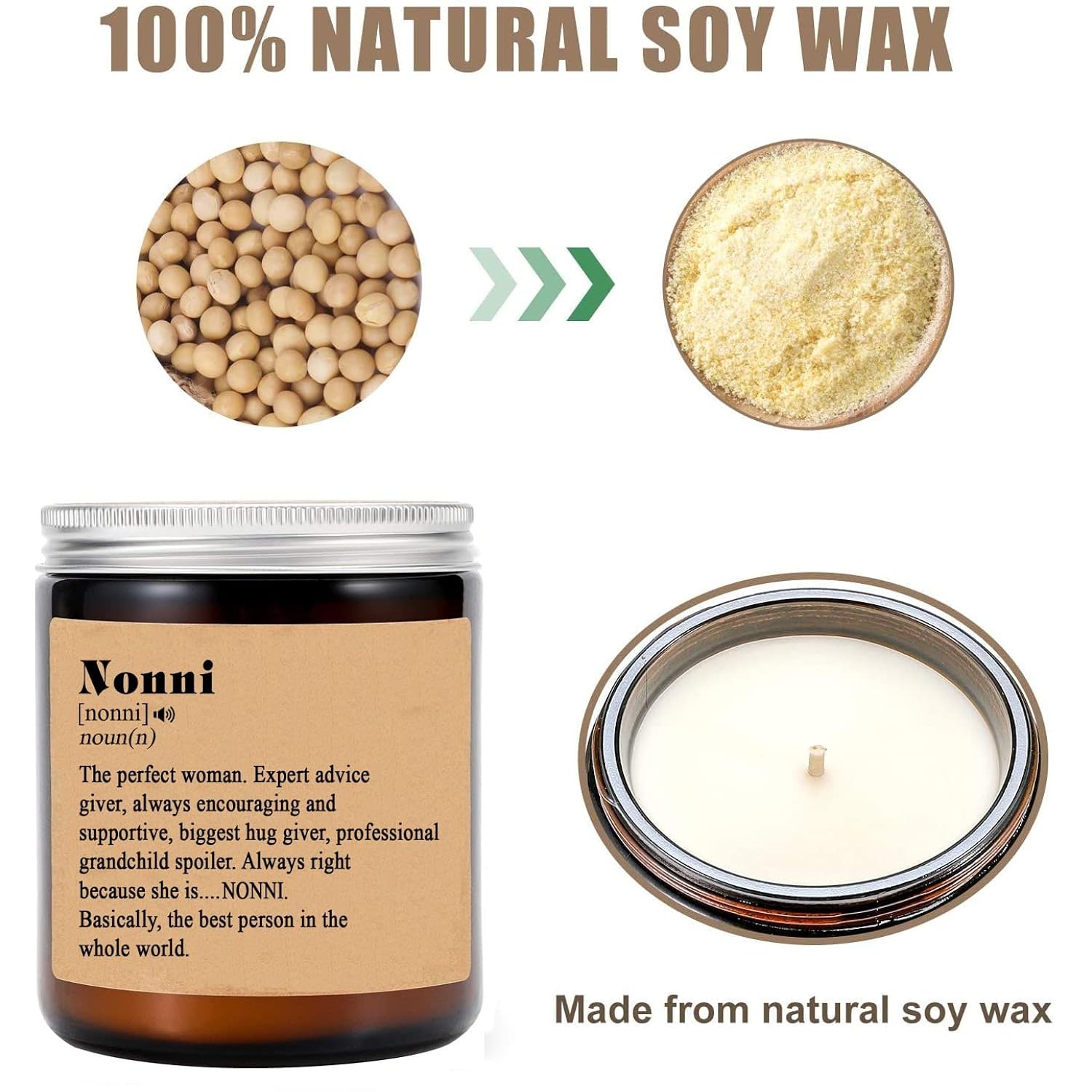 Nonni Noun Candle - Lavender Scented Soy Candle For Home - 8Oz - Modern Grandparent Theme - Mother'S Day Gift