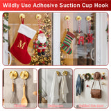 4Pack Suction Cup Hooks, Wreath Hangers For Front Door, New No Drill Door Garland Hanger For Door Wreaths, Reusable Holder For Glass Window, Door, Fall, Christmas, Welcome Sign(Gold)