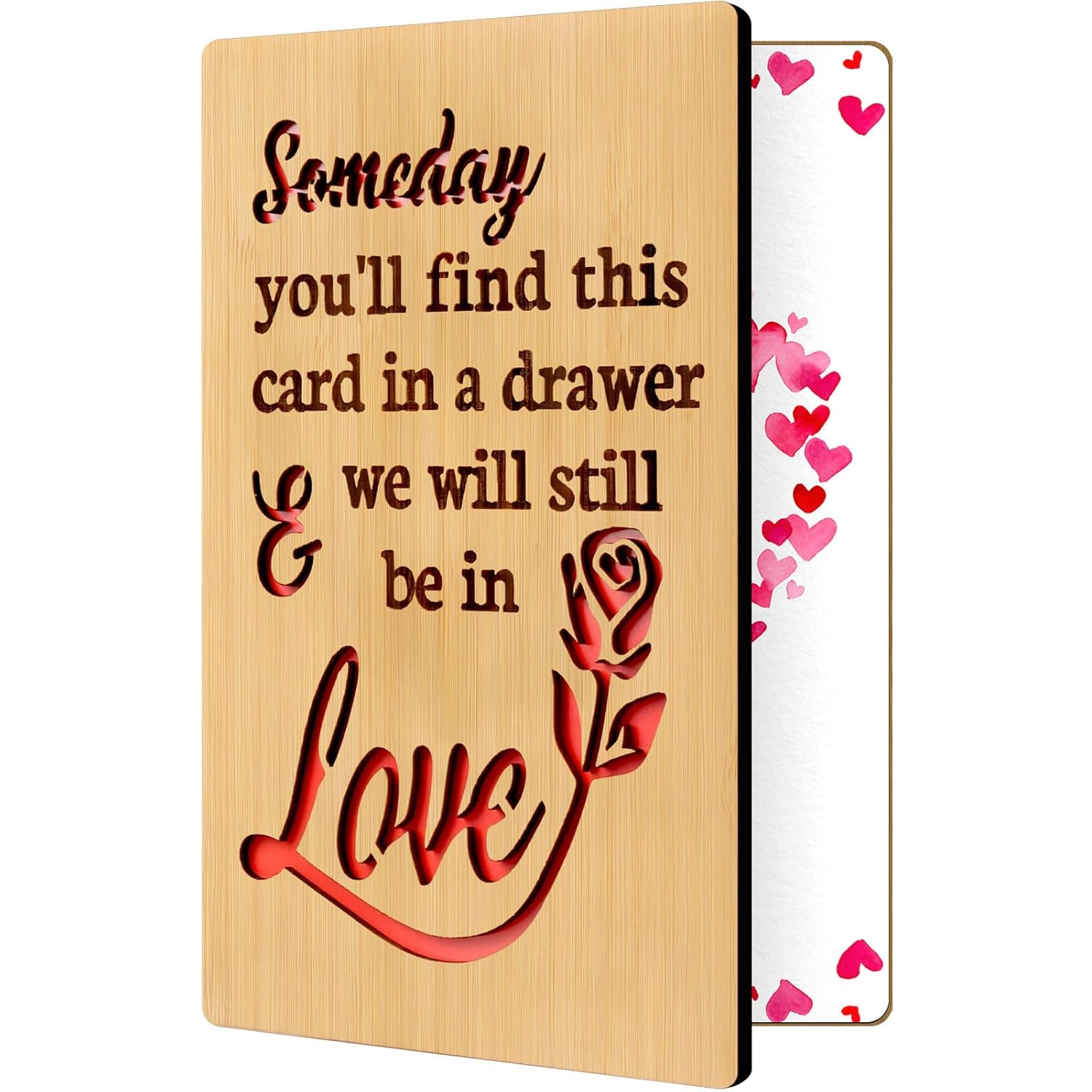 Wood Valentines Day Card For Husband Wife, Happy Anniversary Card Gifts For Him Her, Wooden Valentine Greeting Cards For Boyfriend Girlfriend, Romantic Valentines Day Cards For Men Women