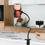 Gooseneck Phone Holder for Bed & Desk, Flexible 360° Adjustable Leather Arm